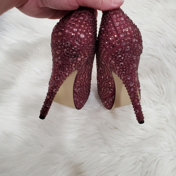 Nwot enzo angiolini purple rhinestones  evening  peep  toe platform pump heels - Picture 12 of 13